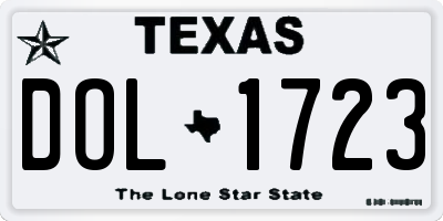 TX license plate DOL1723