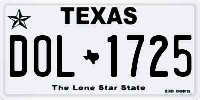 TX license plate DOL1725