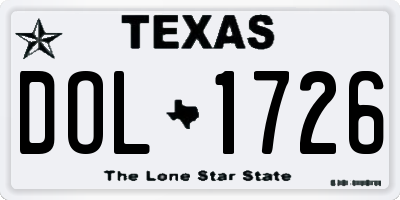TX license plate DOL1726