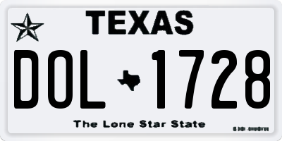TX license plate DOL1728