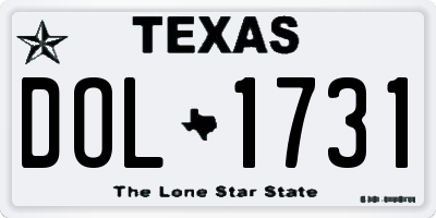 TX license plate DOL1731