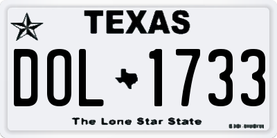 TX license plate DOL1733