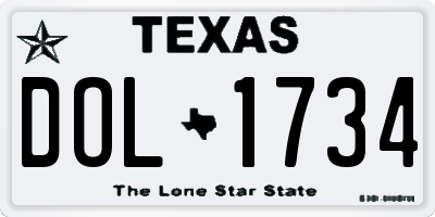 TX license plate DOL1734