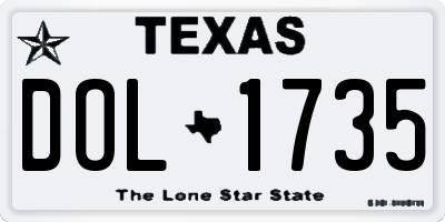 TX license plate DOL1735