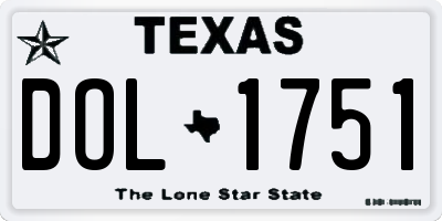 TX license plate DOL1751