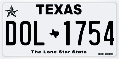 TX license plate DOL1754