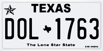 TX license plate DOL1763
