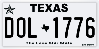 TX license plate DOL1776