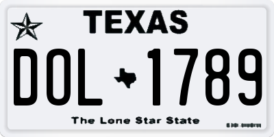 TX license plate DOL1789