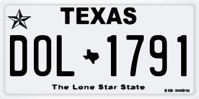 TX license plate DOL1791