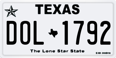 TX license plate DOL1792