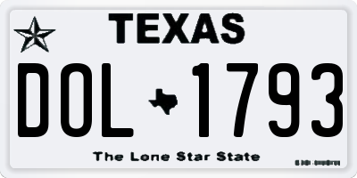 TX license plate DOL1793