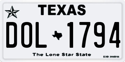 TX license plate DOL1794