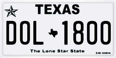 TX license plate DOL1800