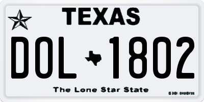 TX license plate DOL1802