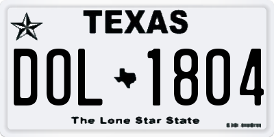 TX license plate DOL1804