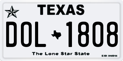 TX license plate DOL1808