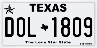 TX license plate DOL1809