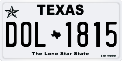 TX license plate DOL1815