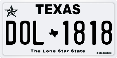 TX license plate DOL1818
