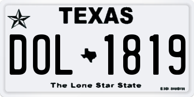 TX license plate DOL1819