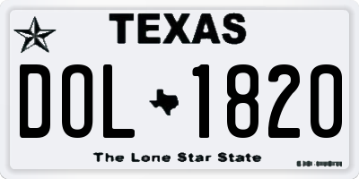 TX license plate DOL1820