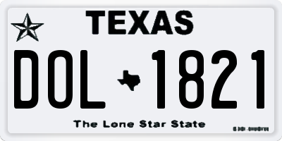 TX license plate DOL1821