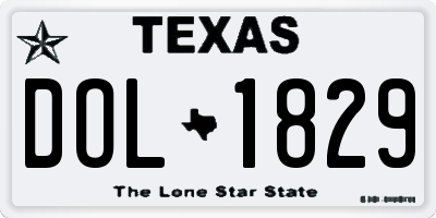 TX license plate DOL1829