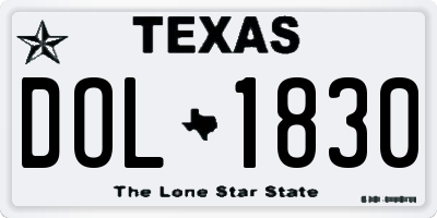 TX license plate DOL1830
