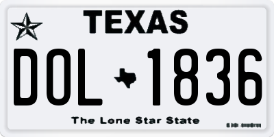 TX license plate DOL1836