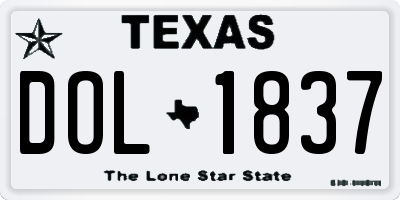 TX license plate DOL1837