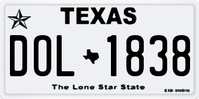 TX license plate DOL1838