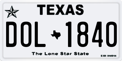 TX license plate DOL1840