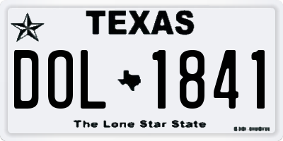 TX license plate DOL1841