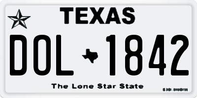 TX license plate DOL1842