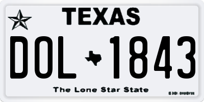 TX license plate DOL1843