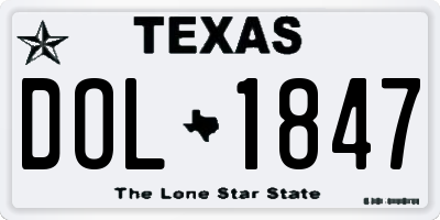 TX license plate DOL1847