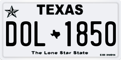 TX license plate DOL1850