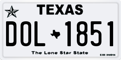 TX license plate DOL1851