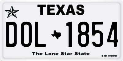 TX license plate DOL1854