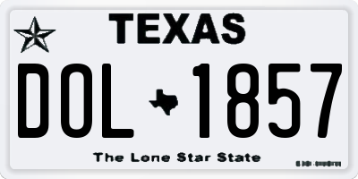 TX license plate DOL1857
