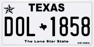TX license plate DOL1858
