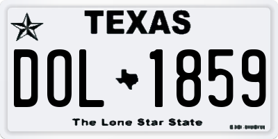 TX license plate DOL1859