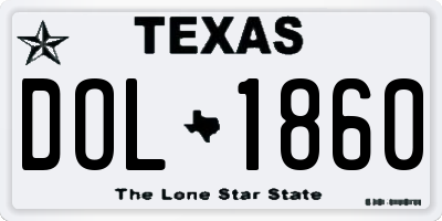 TX license plate DOL1860