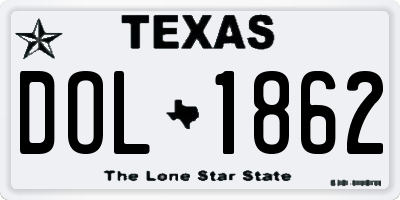 TX license plate DOL1862