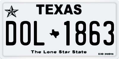 TX license plate DOL1863
