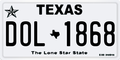 TX license plate DOL1868