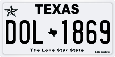 TX license plate DOL1869