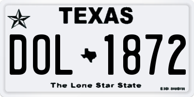 TX license plate DOL1872