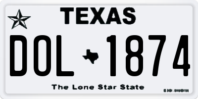 TX license plate DOL1874